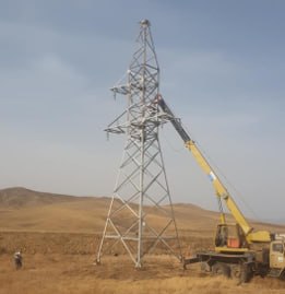 Tower construction with crane